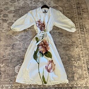 Anthropologie White Floral Midi Dress